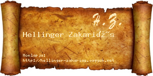 Hellinger Zakariás névjegykártya